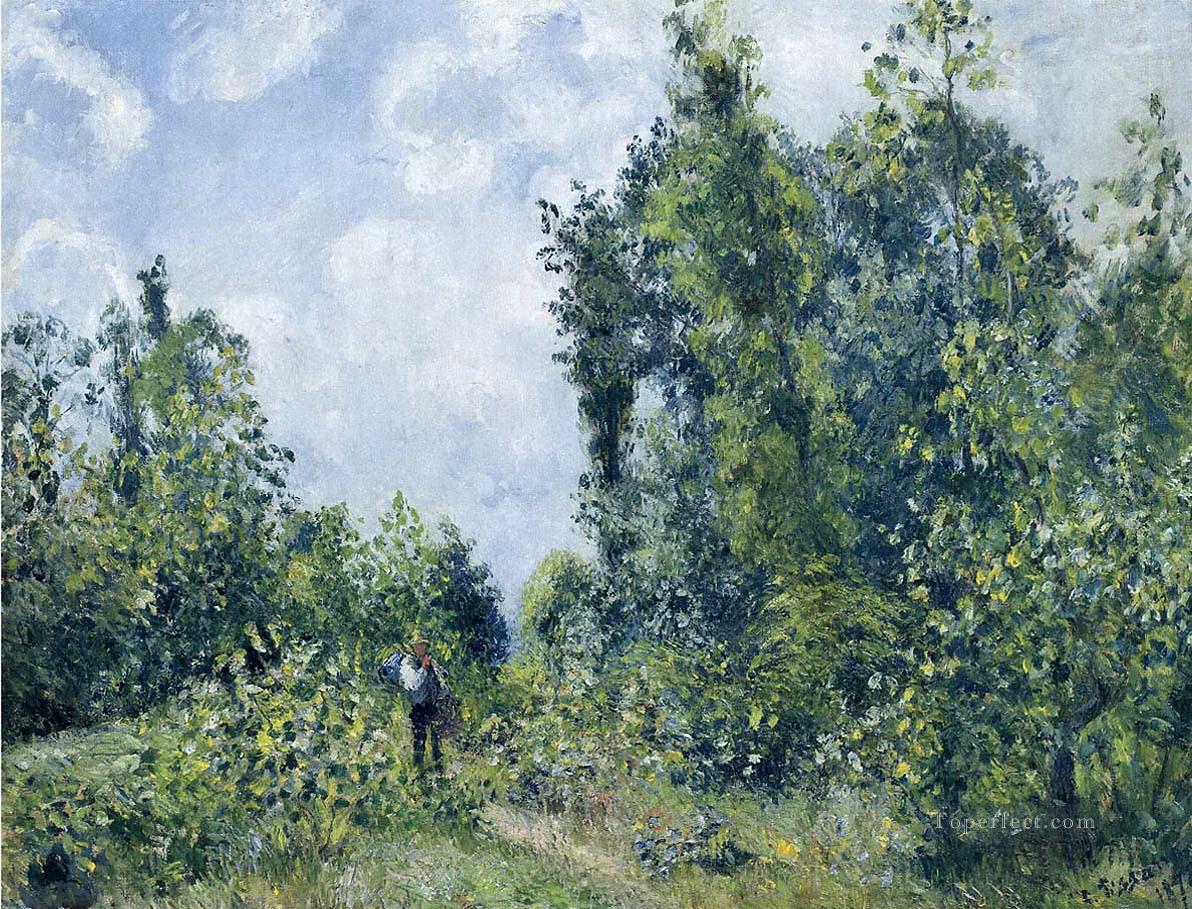 wanderer near the wood 1887 Camille Pissarro woods forest Oil Paintings